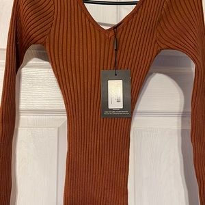 Brown off shoulder dress